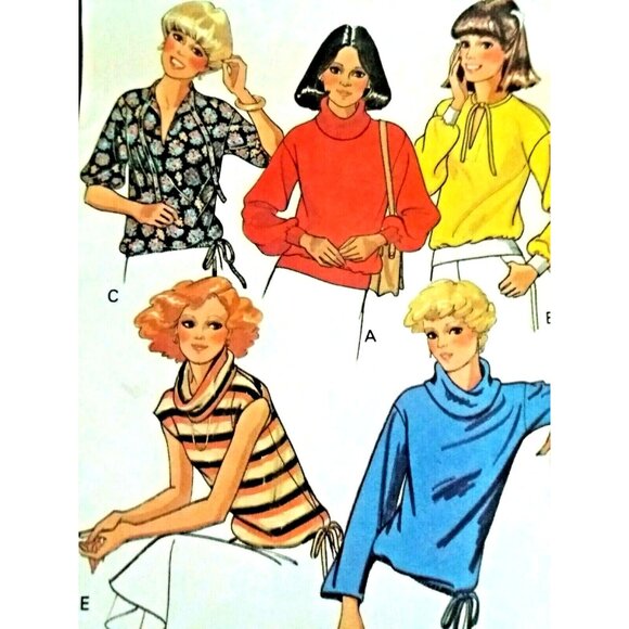 Vintage 70s McCalls 5911 Pullover Knit Top Size Small Sewing Pattern 1978 Cut - Picture 2 of 3